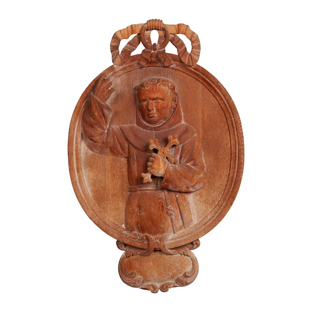 GERMAN CARVED DEAL PANEL OF SAINT FRANCIS LATE 18TH CENTURY