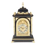 VICTORIAN EBONISED AND GILT METAL MOUNTED BRACKET CLOCK LATE 19TH CENTURY