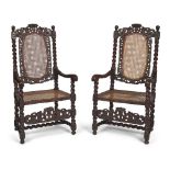 PAIR OF WILLIAM AND MARY WALNUT ARMCHAIRS 17TH CENTURY