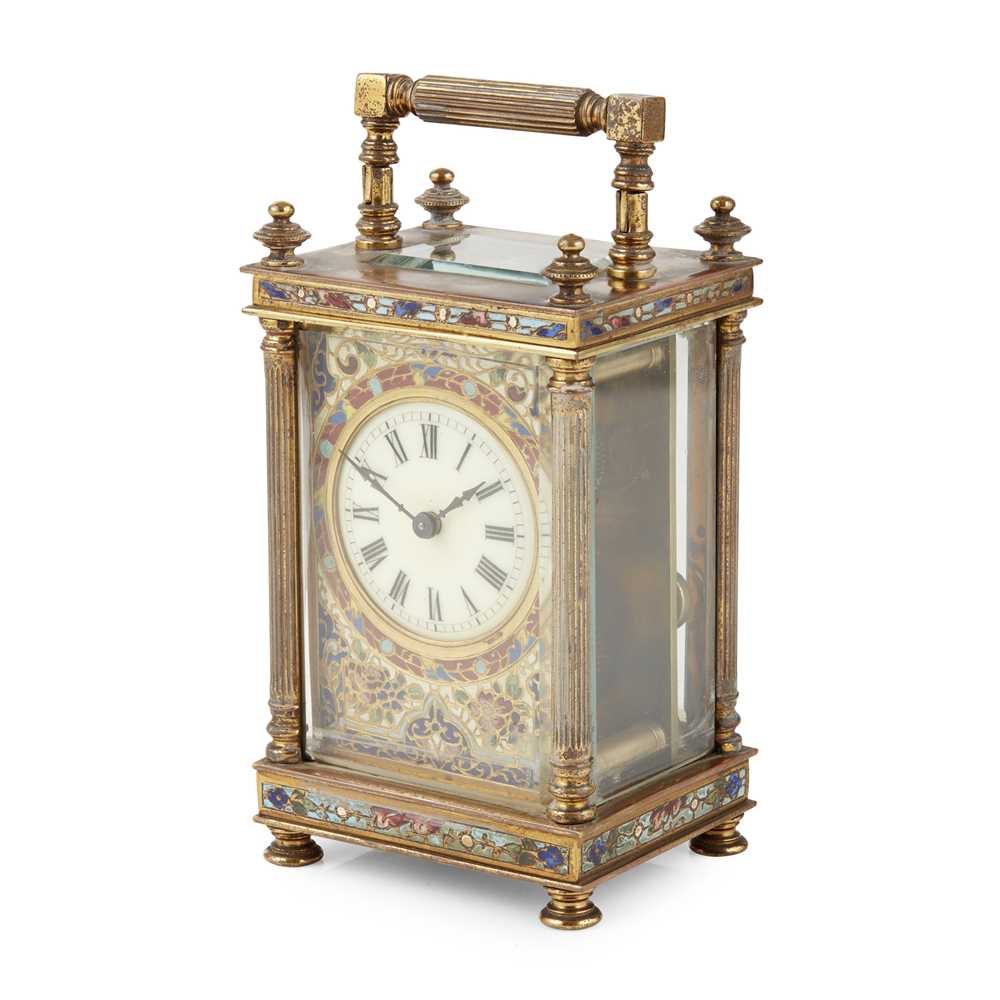 FRENCH BRASS AND CLOISONNÉ CARRIAGE CLOCK LATE 19TH CENTURY - Image 2 of 4