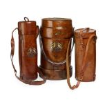 THREE LEATHER SHELL CASES EARLY 20TH CENTURY