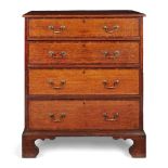GEORGE III OAK AND WALNUT BANDED CHEST OF DRAWERS 18TH CENTURY