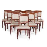 SET OF TEN VICTORIAN UPHOLSTERED DINING CHAIRS MID 19TH CENTURY