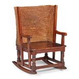 SCOTTISH PINE AND OAK FRAMED ORKNEY ROCKING CHAIR 19TH CENTURY