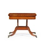 REGENCY MAHOGANY AND SATINWOOD CARD TABLE