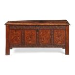OAK MARQUETRY FOUR-PANEL CHEST LATE 17TH CENTURY