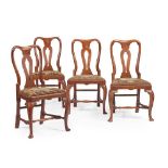 SET OF FOUR GEORGE I STYLE MAHOGANY SIDE CHAIRS EARLY 20TH CENTURY