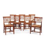 SET OF SEVEN GEORGE III ELM RUSH SEATED DINING CHAIRS LATE 18TH CENTURY