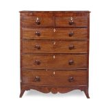 Y GEORGE IV MAHOGANY BOWFRONT TALL CHEST OF DRAWERS EARLY 19TH CENTURY
