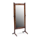 REGENCY MAHOGANY AND EBONY CHEVAL MIRROR EARLY 19TH CENTURY