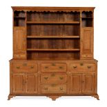 LARGE GEORGE III OAK AND FRUITWOOD BANDED DRESSER LATE 18TH CENTURY