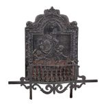 DUTCH CAST-IRON FIREBACK AND GRATE 19TH CENTURY