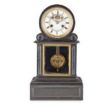 FRENCH BLACK SLATE MANTEL CLOCK, RETAILED BY JAMES MUIRHEAD, PARIS MID 19TH CENTURY