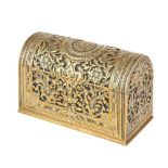 VICTORIAN PIERCED BRASS STATIONERY CASKET 19TH CENTURY