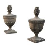 PAIR OF CARVED SANDSTONE NEOCLASSICAL STYLE GARDEN URNS 19TH CENTURY