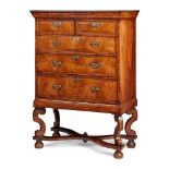 QUEEN ANNE WALNUT CHEST-ON-STAND EARLY 18TH CENTURY; THE STAND 19TH CENTURY