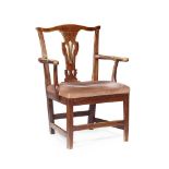 GEORGE III PROVINCIAL ELM AND ASH ARMCHAIR 18TH CENTURY