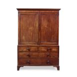 LATE REGENCY MAHOGANY LINEN PRESS EARLY 19TH CENTURY