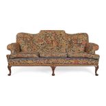 GEORGIAN STYLE WALNUT FRAMED NEEDLEWORK SOFA LATE 19TH CENTURY