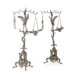 PAIR OF ITALIAN GRAND TOUR BRONZE OIL LAMP STANDS 19TH CENTURY