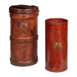 TWO LARGE LEATHER SHELL CASES EARLY 20TH CENTURY