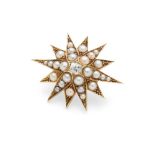 A Victorian pearl and diamond star brooch