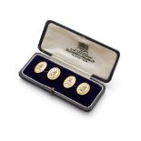 A pair of mother-of-pearl cufflinks, Royal Interest