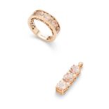 A morganite and diamond ring and matching pendant