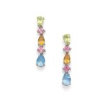 A pair of multi-gem pendent earrings