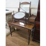 A dressing table with main drawer, two upper drawers and a swing mirror, 99cm x 50cm x 142cm, and an