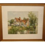 MARC - Willy Lott's Cottage, Flatford Mill, Suffolk. Watercolour, signed MARC, 31 x 40 cm, framed