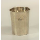 A French beaker engraved with the initial 'B' 19th century, 10cm high 145 grams