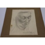 Pencil Drawing by Hector Whistler. Portrail of a woman. dated 1949. 31cm x 24cm. Unframed