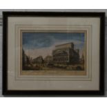 A coloured engraving. The Lord Mayor's Mansion House. Framed. 25cm x 40cm