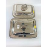 Two silver plated entre dishes