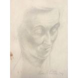 Hector Whistler, portrait of a woman, pencil drawing dated 1949 31cm x 24cm
