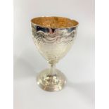 A Silver Coloured metal Early 19th century Goblet. Circa 1830. Engraved with an inscription and