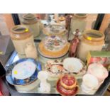 A Royal Doulton Old Colony part tea service, stoneware jars, Royal Worcester bottle & stopper,