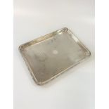 A silver oblong tray with engine decoration - 379gms