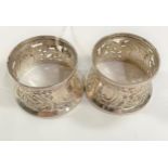 A Pair of Victorian Sterling Silver Potato rings. London 1895.6cm diameter. 74 grams