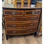 A George III Mahogany Bow front Chest of Drawers. Of two short and three long graduated drawers.