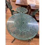 Modern Cast Iron Garden Furniture. Painted green