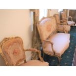 A Fine French 19th Century Salon Suite. Circa 1800. Comprising a two seater couch and four open