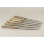 A Set of Six Sterling Silver Old English bead pattern Table Knives. London 1972. Loaded.