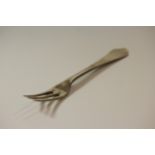 An Early Eighteenth Century Sterling Silver Dognose Three Pronged Table Fork. Makers mark only (