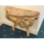 A Fine Pair of French 18th century Giltwood and Marble Topped Console Tables. Circa 1760. Each