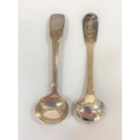 A Pair of George IV Fiddle pattern Sterling Silver Mustard Spoons. Jonathan Hayne. London 1826.