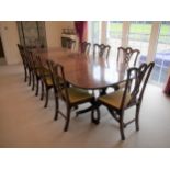 A Mahogany Triple Pedestal Dining table. 19th century.