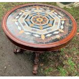 A Fine English Victorian mahogany and Specimen marble center table. Circa 1840. With large leaf