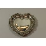 An Edwardian Heart shaped Sterling Silver Pin Tray. Lee & Wigfull (Henry Wigfull). Sheffield 1903.